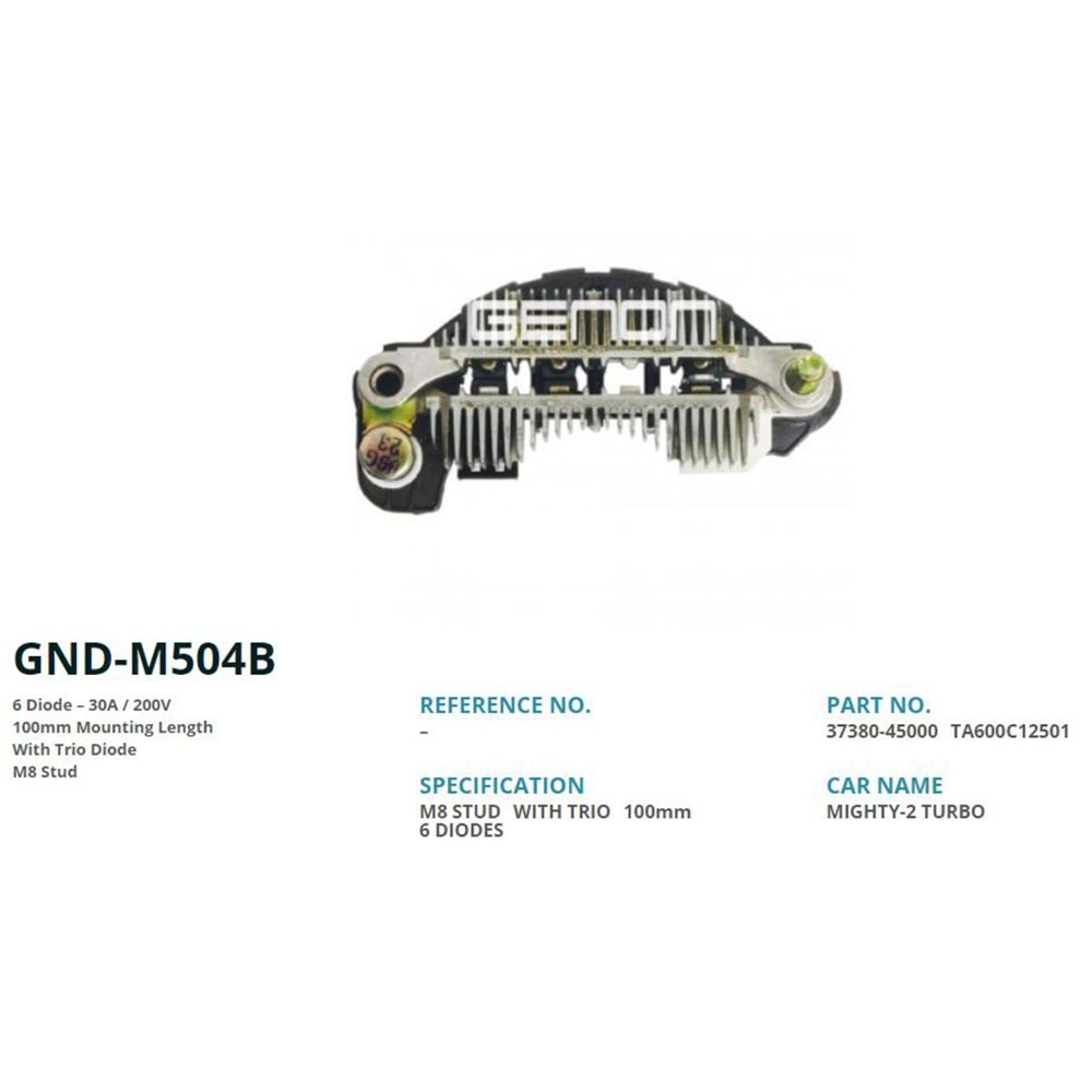 ALTERNATOR DIOT TABLASI 4D33 / 4D31 / 4D32 ALTERNATOR MITSUBISHI 100mm (6 DIOT) M8