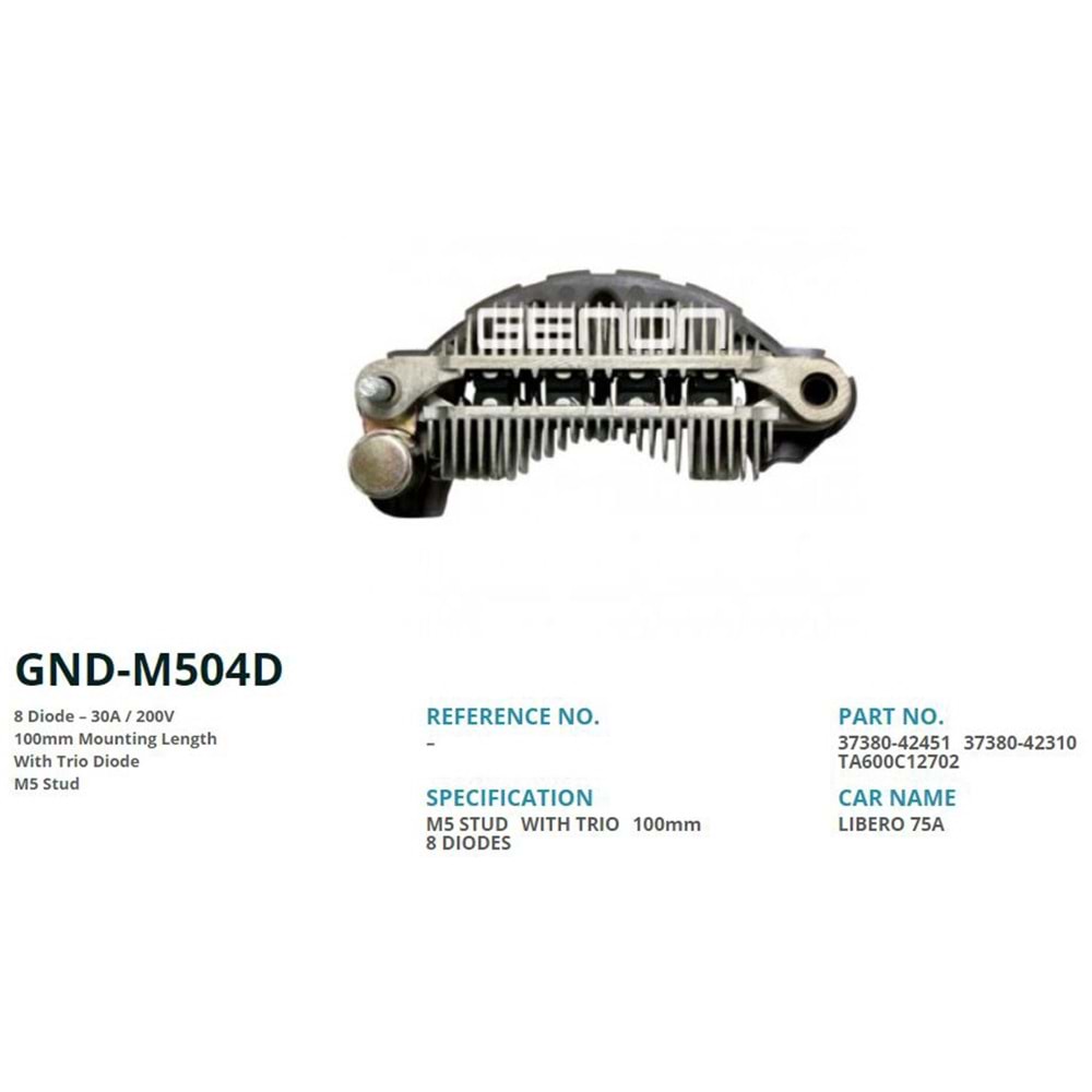 ALT. DIOT TABLASI 75 AMP HYUNDAI 100mm (8 DIOT) M5