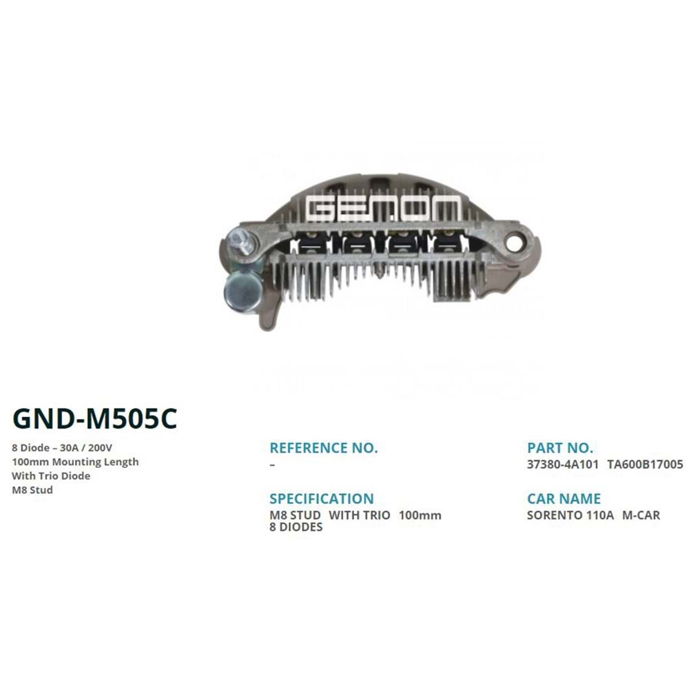 ALT. DIOT TABLASI 110 AMP KIA SORENTO 100mm (8 DIOT) M8