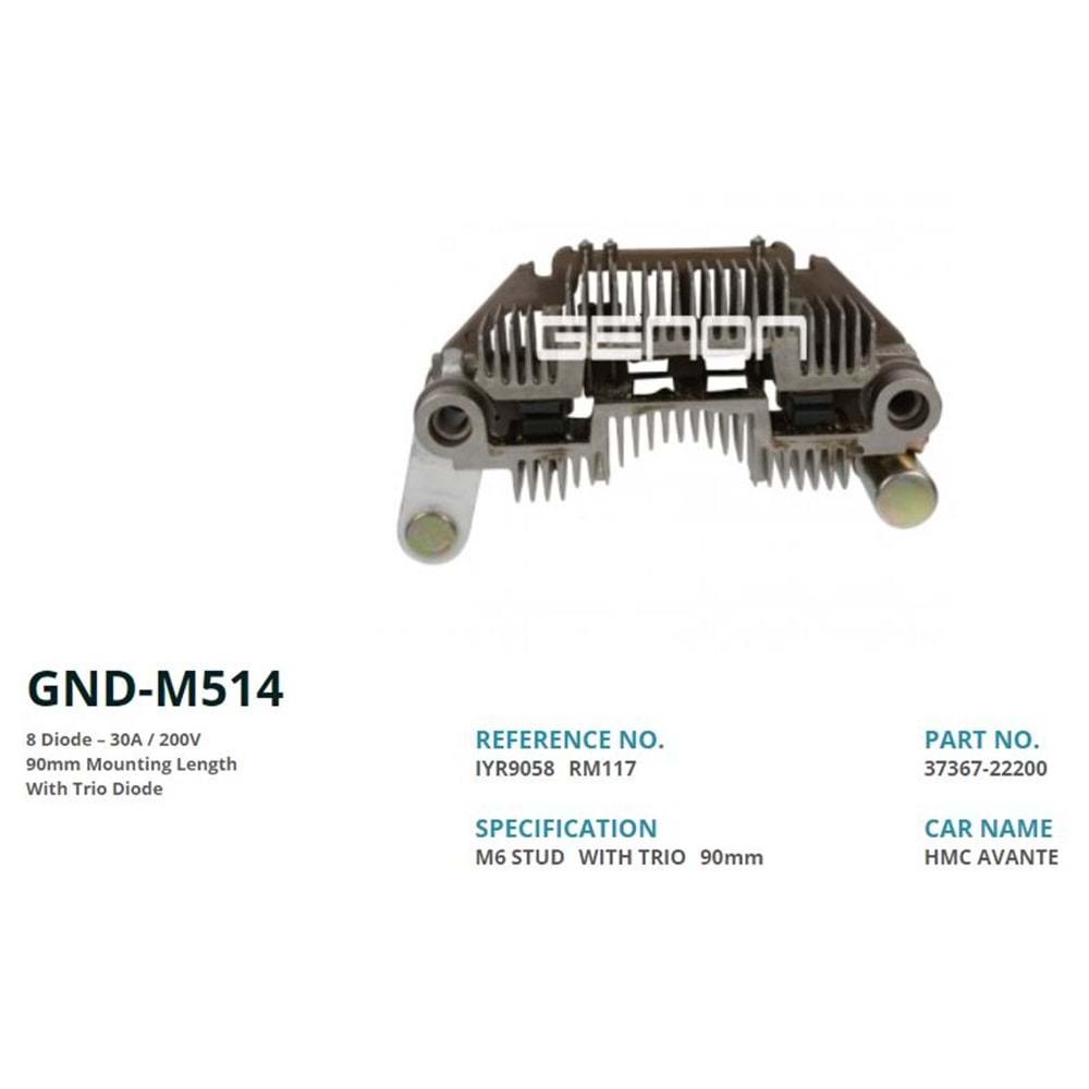 ALTERNATOR DIOT TABLASI HYUNDAI ACCENT - AVANTE 90mm (8 DIOT)