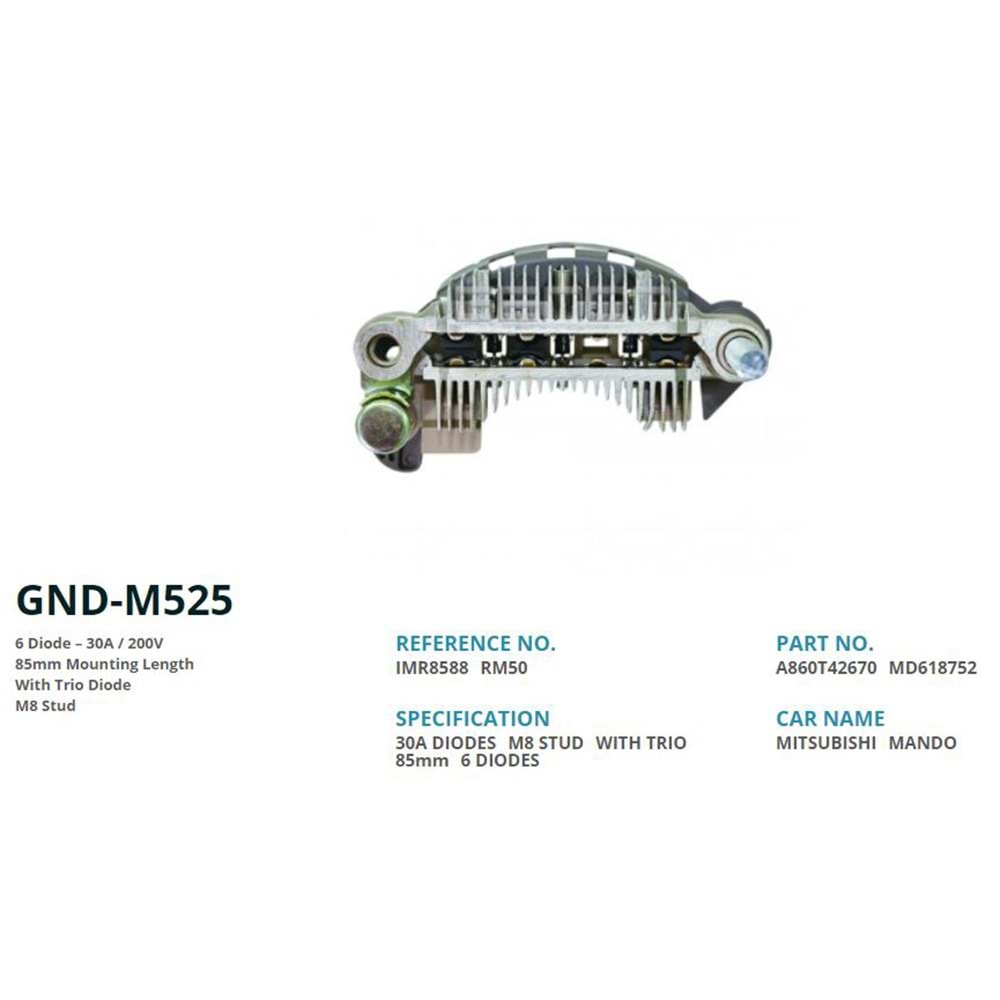 ALT. DIOT TABLASI MITSUBISHI L300 YENI MODEL - GALANT / MAZDA 626 85mm (6 DIOT) M8