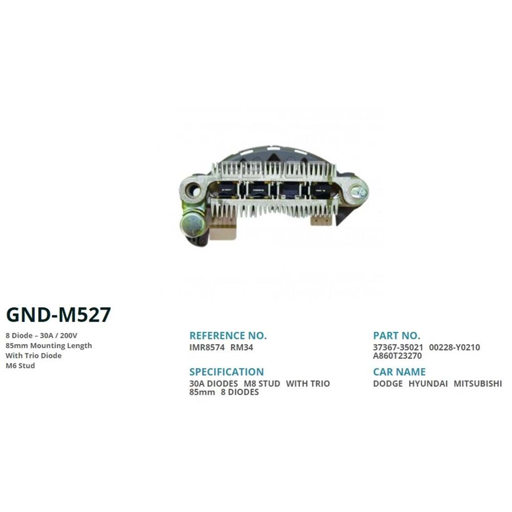 ALT. DIOT TABLASI HYUNDAI SONATA / DODGE 85mm (8 DIOT) M6