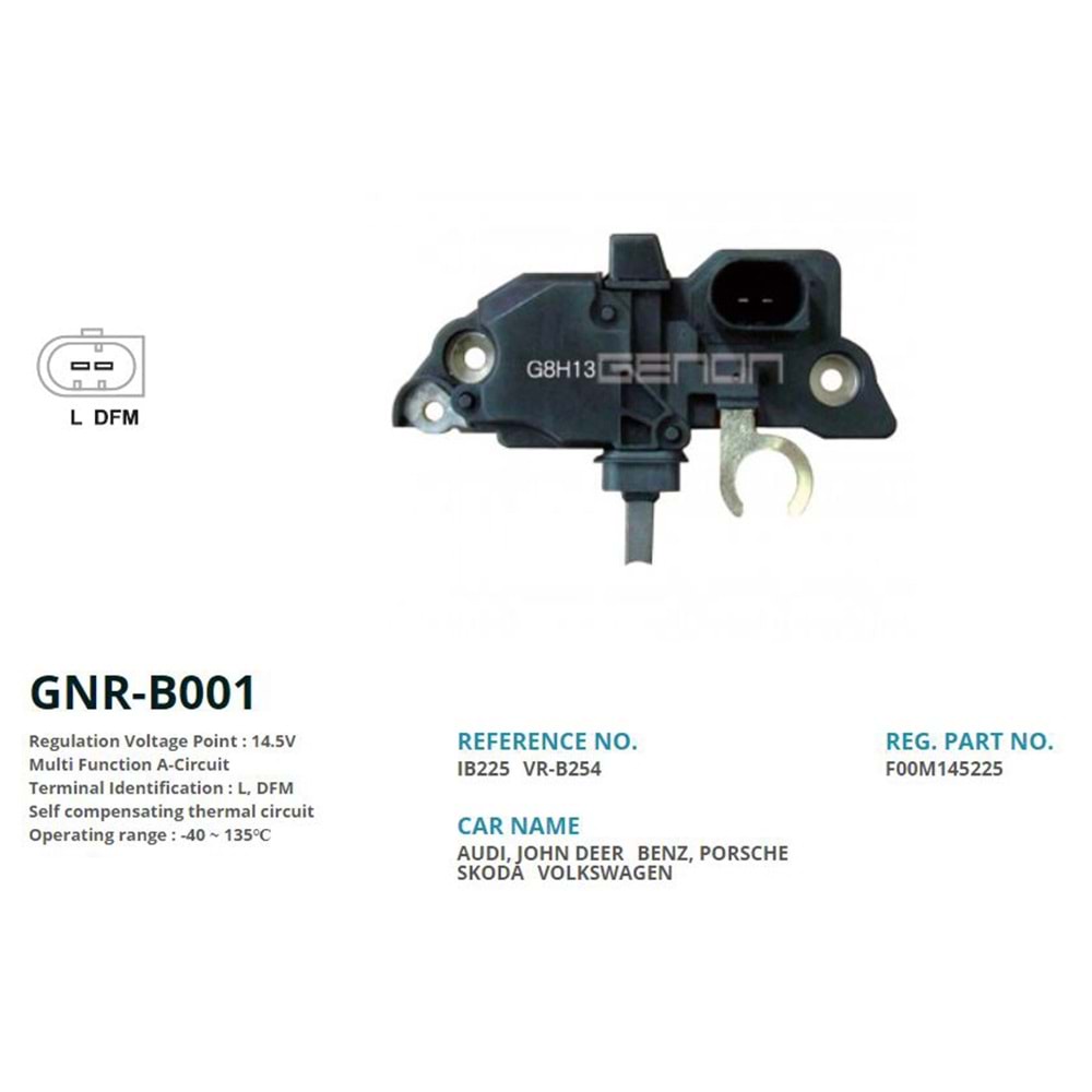 ALT. KONJEKTOR 12V VOLSWAGEN TRANSPORTER - BORA - GOLF - PASSAT 14mm (L. DFM)