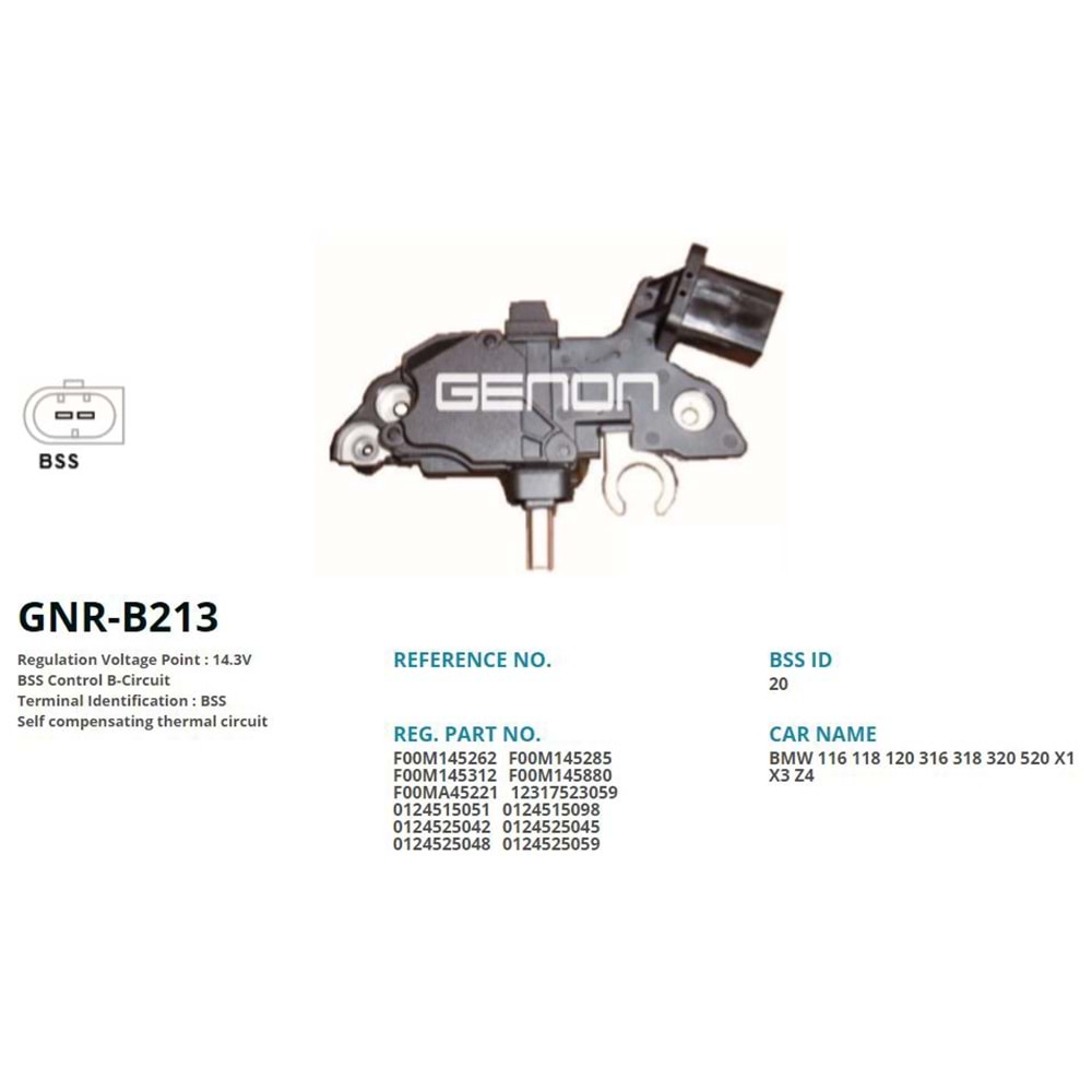 ALT. KONJEKTOR 12V BMW 116 - 118 - 120 - 316 - 318 - 320 - 520 - X1 - X3 - Z4 (BSS)