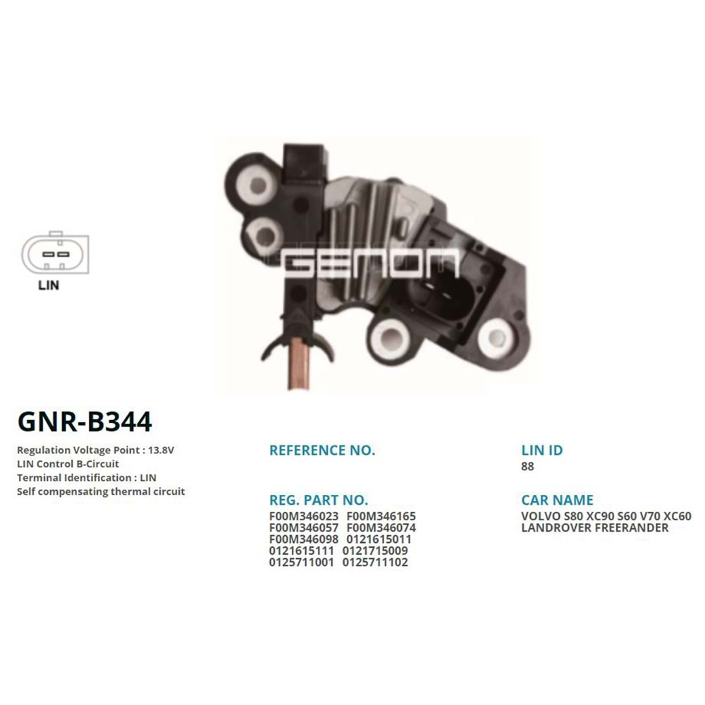 ALT. KONJEKTOR 12V VOLVO S80 - XC90 - S60 - V70 - XC60 / LANDROVER FREERANDER (LIN)