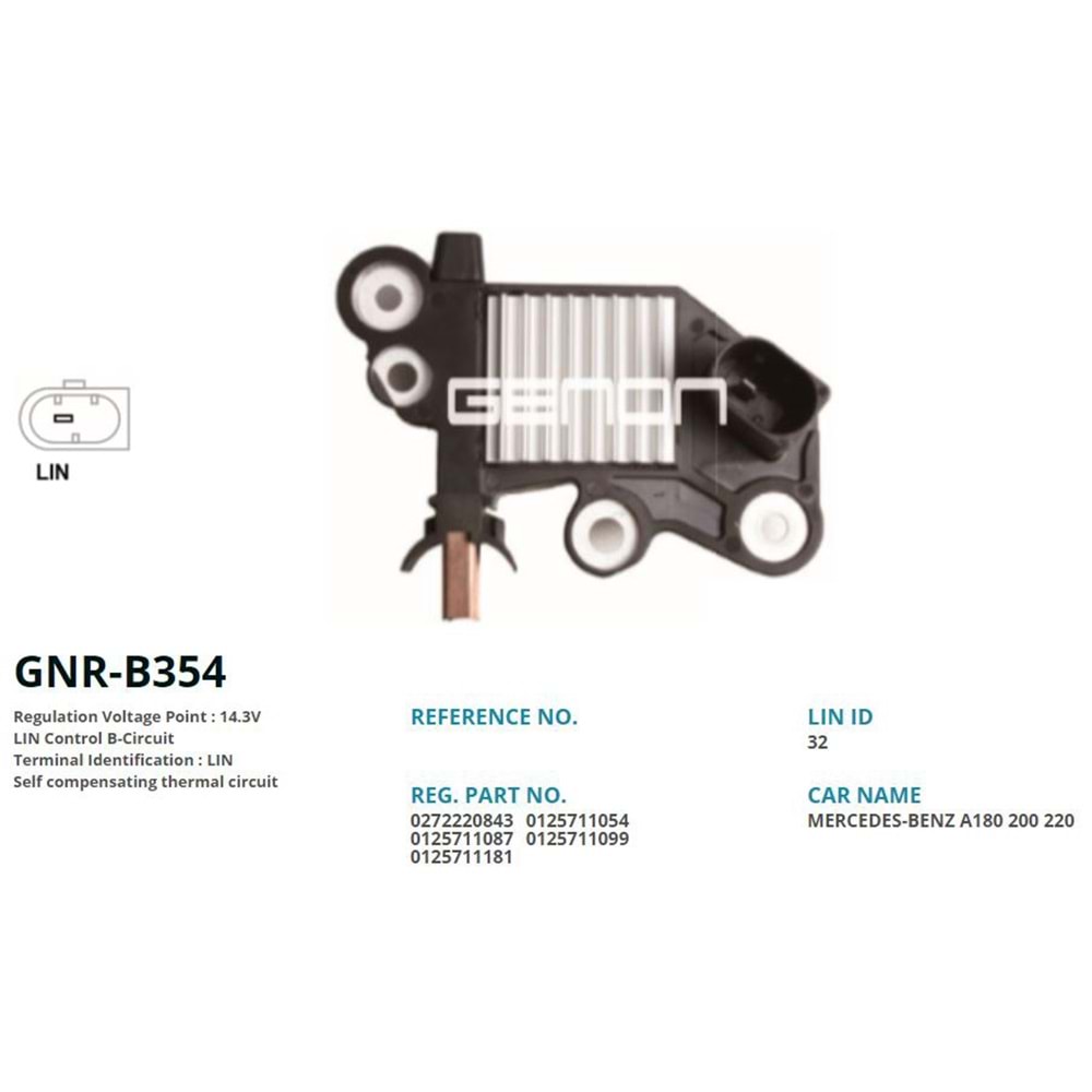 ALTERNATOR KONJEKTOR 12V MERCEDES A160 - A180 - B160 - B180 - CLA180 1.5 DCI - E200 - E250 2.0 / PORSCHE (LIN)