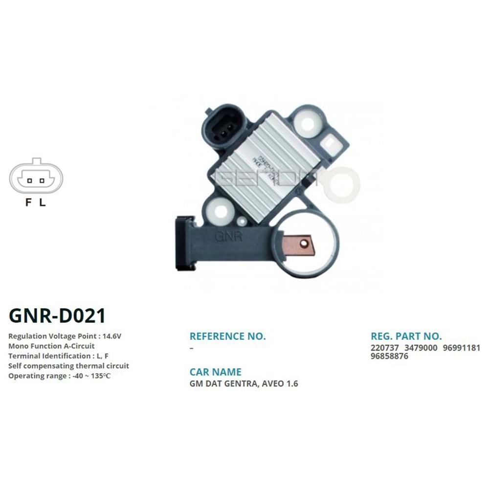 ALT. KONJEKTOR 12V CHVROLET AVEO 1.6 (L, F)