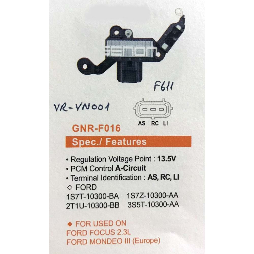 ALTERNATOR KONJEKTOR 12V FORD FOCUS - CONNECT DIZEL VISTEON (AS, RC, LI)