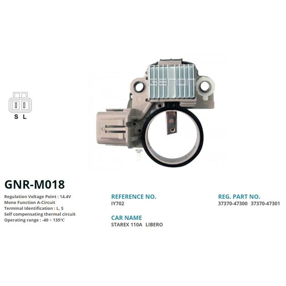 ALT. KONJEKTOR 12V HYUNDAI STAREX 110 AMP ALT. (L, S)