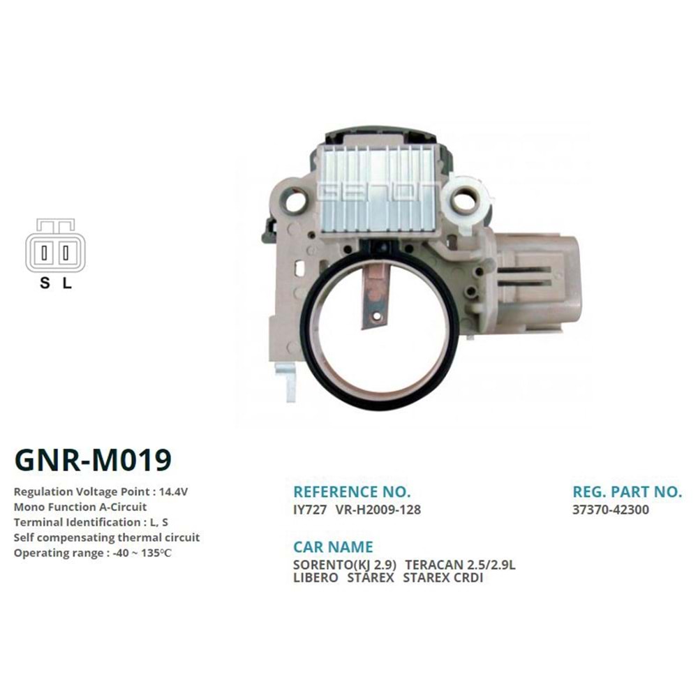 ALT. KONJEKTOR 12V HYUNDAI STAREX CRDI (TERS FIS) YENI MODEL 110 AMP ALT. (L, S)