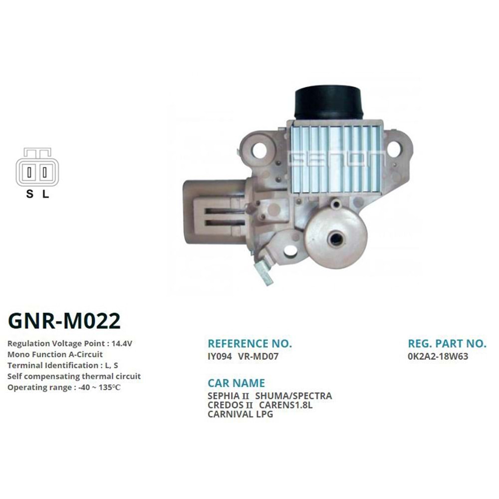 ALT. KONJEKTOR 12V KIA SORENTO - SEPHIA 70 AMP ALT. (L, S)