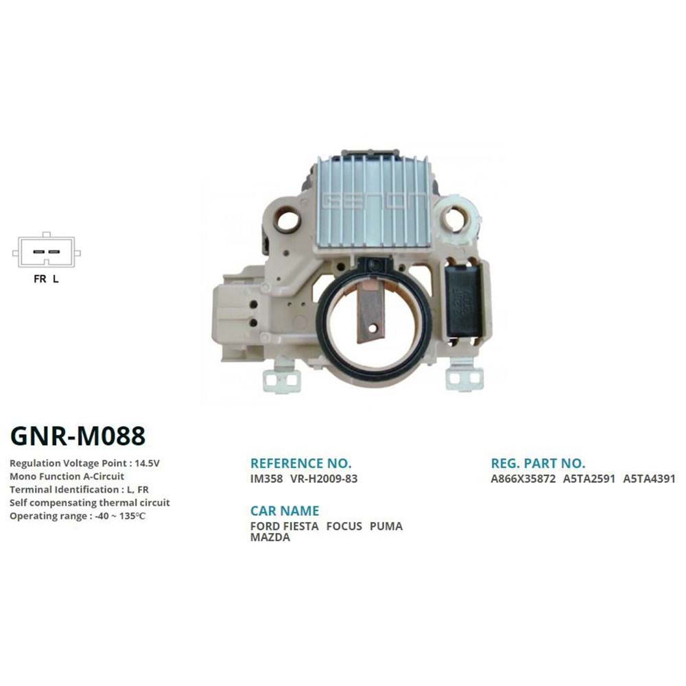 ALT. KONJEKTOR 12V FORD FIESTA - FOCUS - PUMA / MAZDA (A866X35872 - A5TA2591 - A5TA4391) (L, FR)
