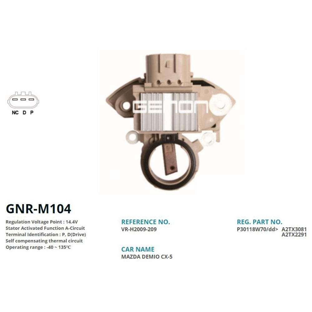 ALTERNATOR KONJEKTOR 12V MAZDA 2 - 3 - 6 (P, D(Drıve))