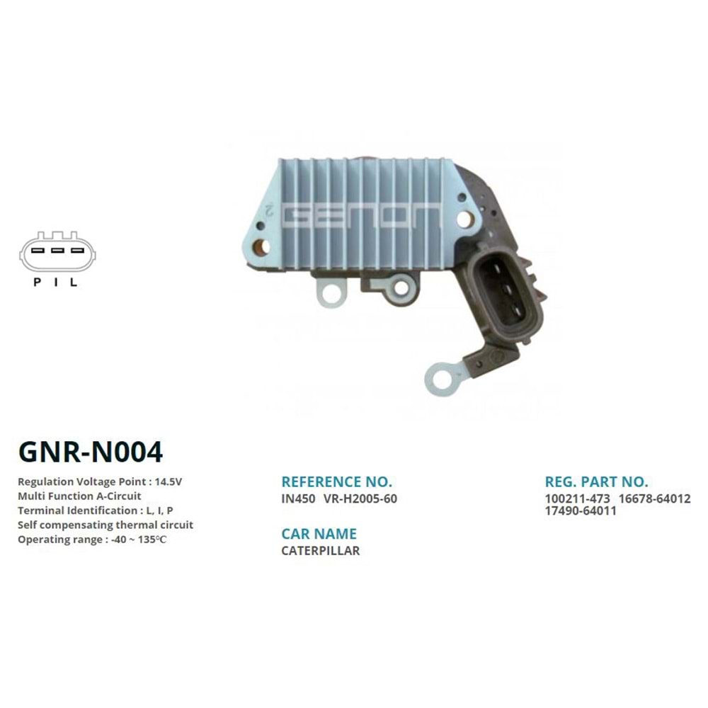 ALTERNATOR KONJEKTOR 12V CATERPILLAR / FORKLIFT 57.5mm (L, I, P)