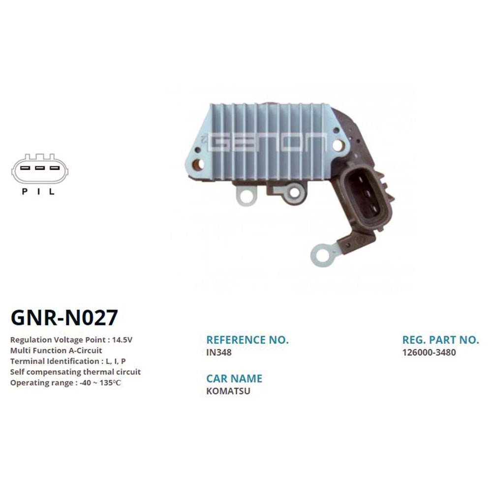 ALTERNATOR KONJEKTOR 12V CASE EXCAVATOR / JOHN DEERE / YANMAR / NEW HOLLAND / VOLVO MINI EXCAVATOR (L, I, P)