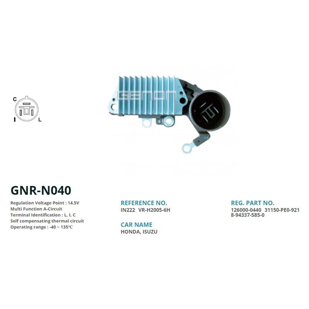 ALT. KONJEKTOR 12V HONDA CIVIC - C-RV / ISUZU / DAIHATSU (L, I, C)