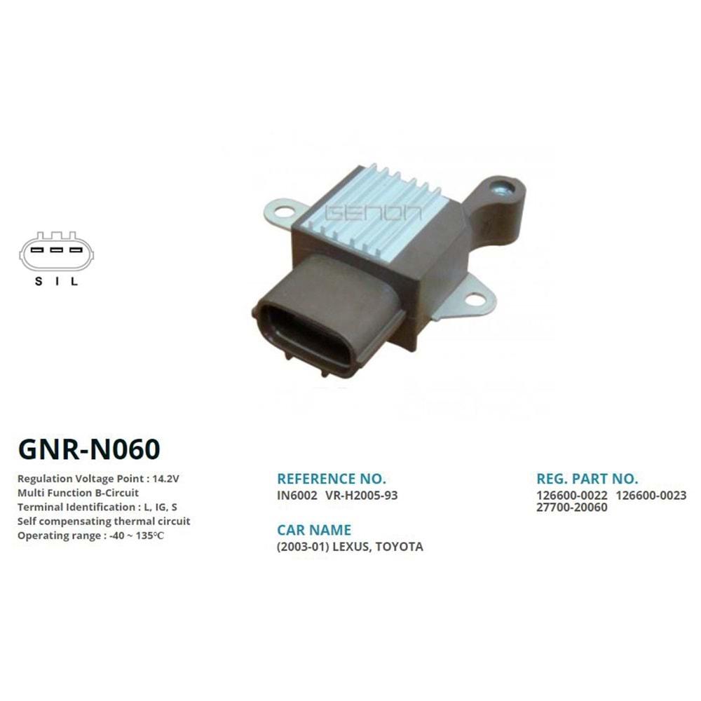 ALTERNATOR KONJEKTOR 12V LEXUS (2003-01) - TOYOTA (L, IG, S)