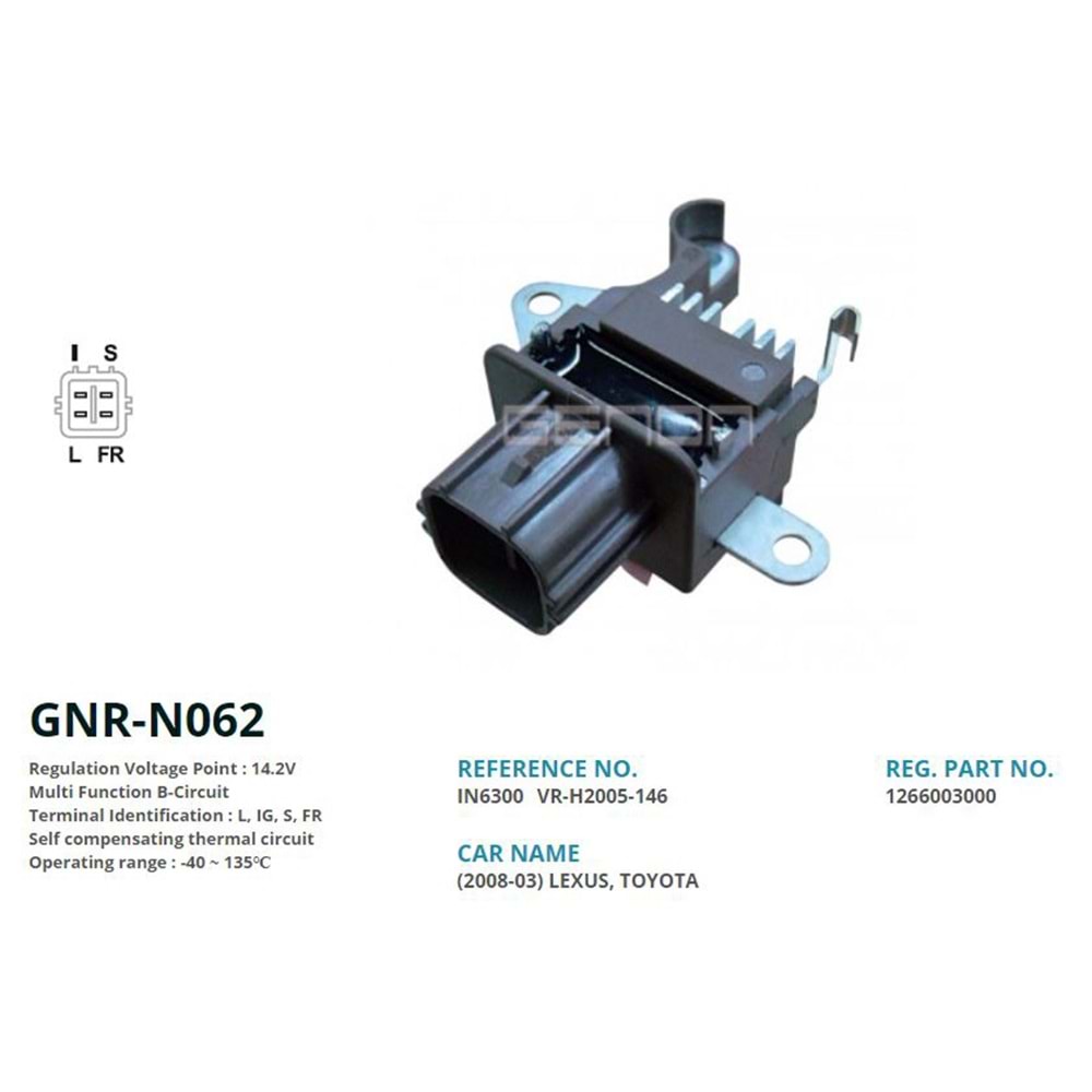 ALTERNATOR KONJEKTOR 12V LEXUS (2008-03) - TOYOTA (L, IG, S, FR)