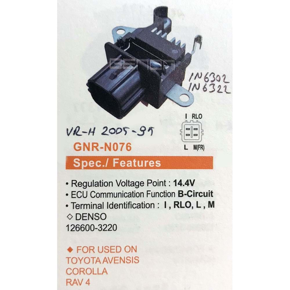 ALTERNATOR KONJEKTOR 12V TOYOTA AVENSIS - COROLLA - RAV 4 (I, RLO, L, M)