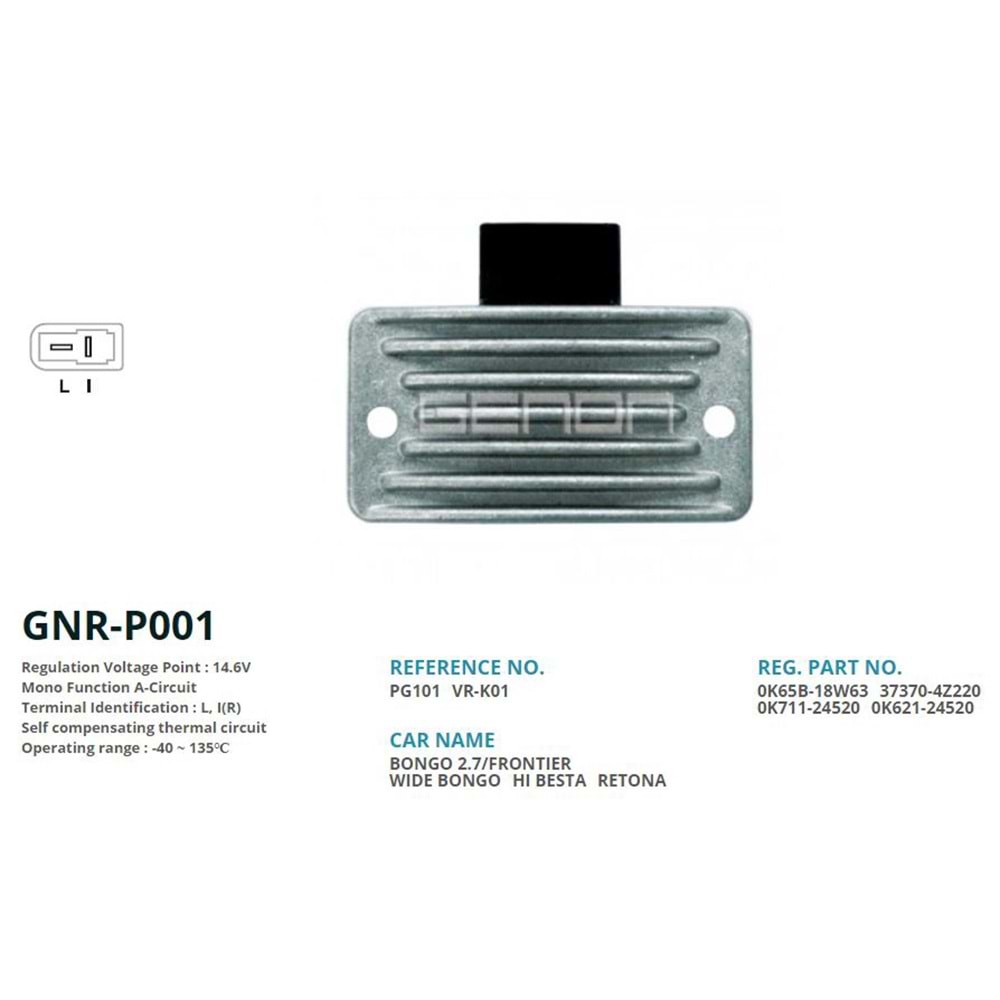 ALT. KONJEKTOR 12V KIA BONGO 2.7 (37300-4Z220) (L, I(R))