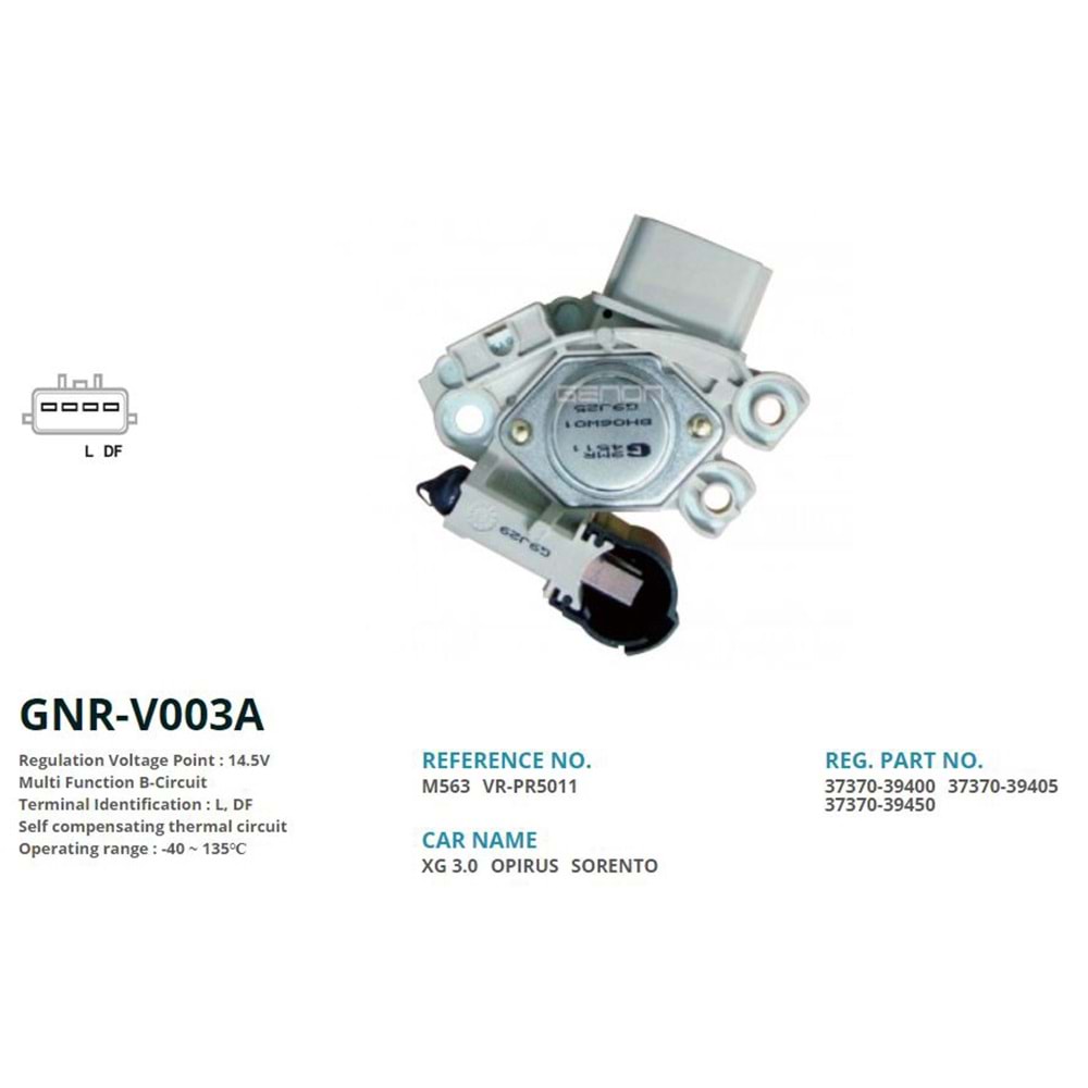 ALT. KONJEKTOR 12V KOREA HYUNDAI TUCSON / SANTA-FE 120 AMP KIA SORENTO 4 FIS (L, DF)