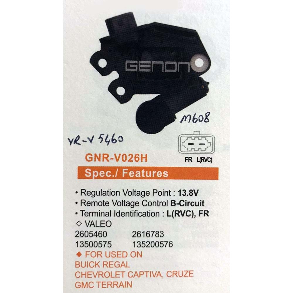 ALT. KONJEKTOR 12V CHEVROLET MALIBU - CAPTIVA - CRUZE / GM (L(RVC), FR)