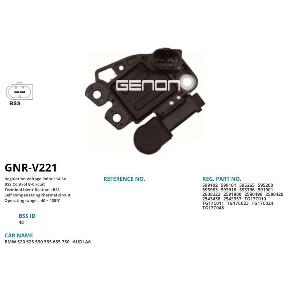 ALT. KONJEKTOR 12V BMW 520d - 525d - 530d - 635d - 730d (BSS)