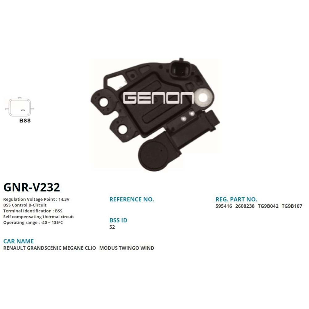 ALT. KONJEKTOR 12V RENAULT MEGANE - CLIO - TWINGO (BSS)