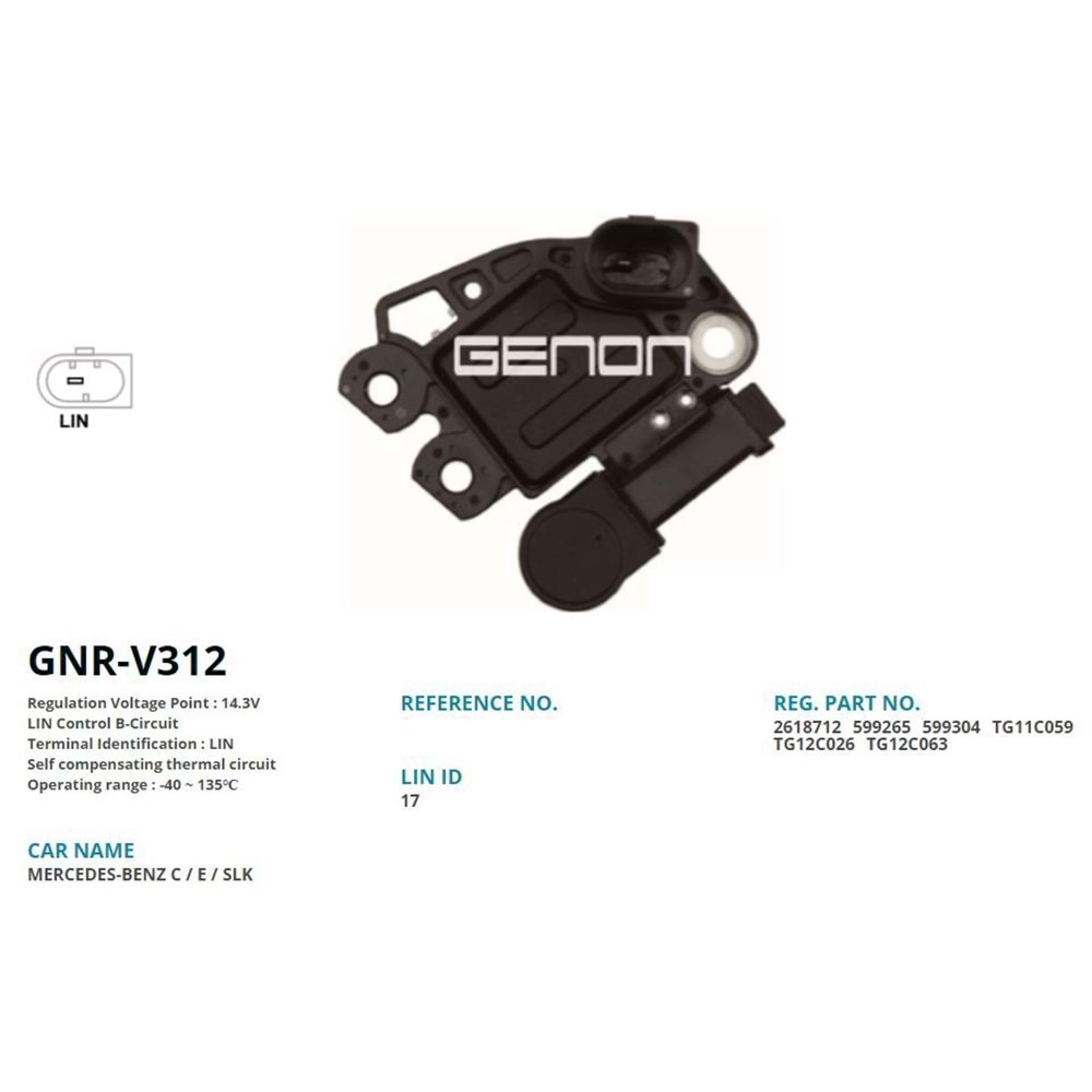 ALT. KONJEKTOR 12V MERCEDES C180 - C200 - E200 / MITSUBISHI COLT 1.5 DI-D / SMART (LIN)