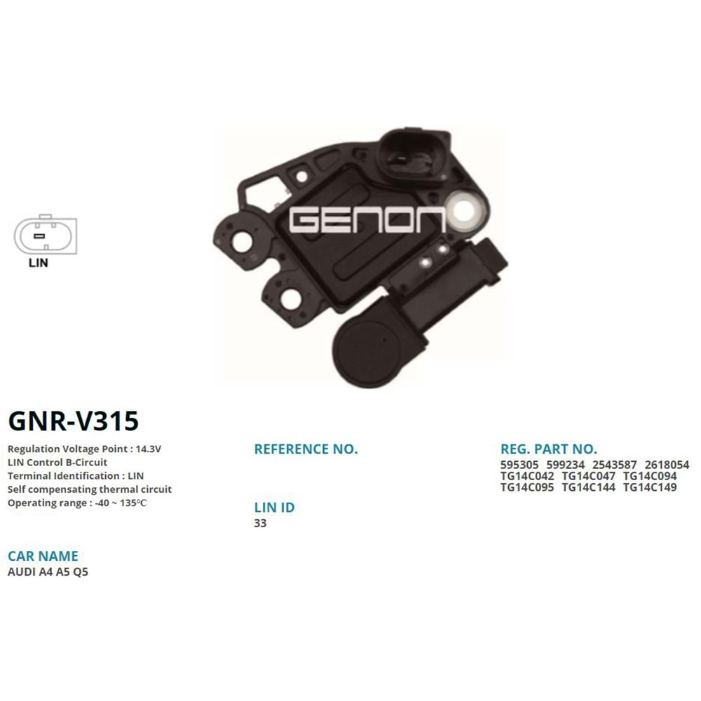 ALT. KONJEKTOR 12V AUDI A4 - A5 - Q5 2.0 TDI (LIN)