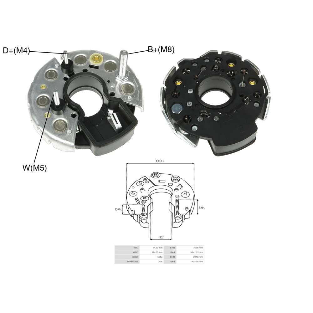 ALT. DIOT TABLASI 114MM MERCEDES 2521 KAMYON KALIN CIVATA