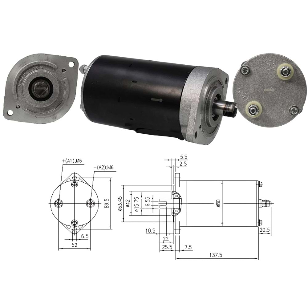 DC MOTOR 24V 0,8 KW 4000 DEVIR (DONUS YONU SOL-SAG)