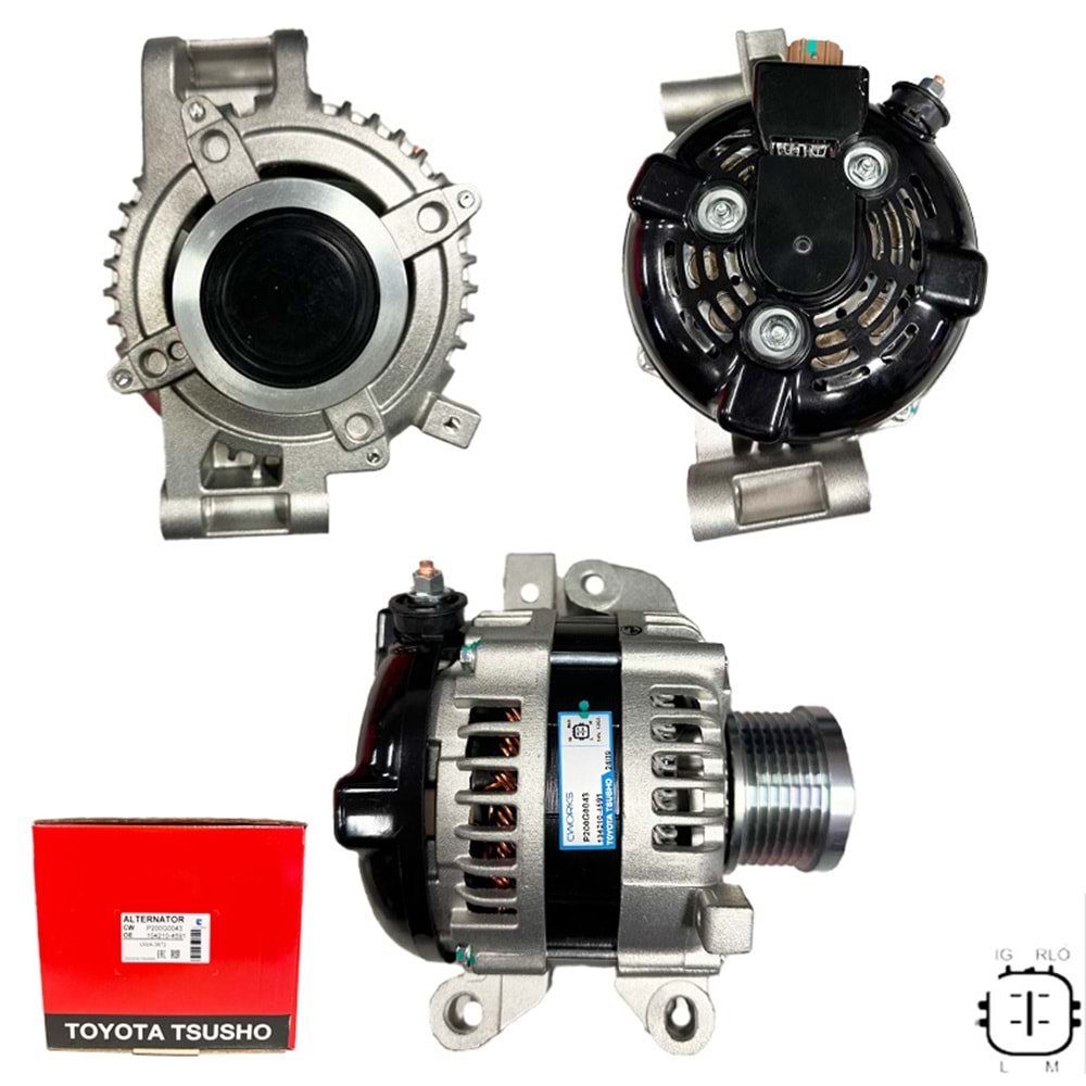 ALT. ALTERNATOR (TOYOTA TSUSHO) 12V 130 AMP TOYOTA AVENSIS - VERSO 2.0 D-4D -RAV 4 2.2 D-4D (IG-RLO-L-M) (104210-459