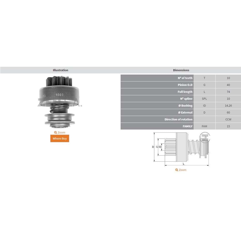 MARS DISLISI 10 DIS PERKINS MOTOR MARINE / LOMBARDINI (CCW)