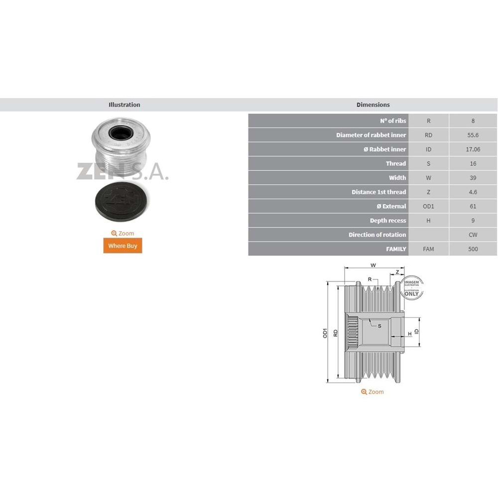 ALTERNATOR KASNAK JOHN DEERE (8 KANAL)