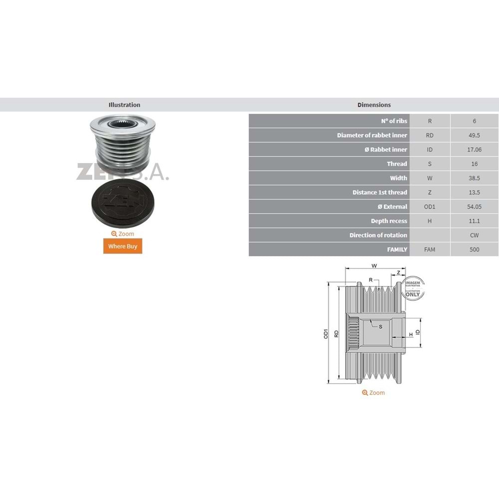ALTERNATOR KASNAK CITROEN BERLINGO - DS4 - C4 - C5 1.6 / PEUGEOT 207 - 3008 - 5008 - PARTNER TEPEE 1.6 / MINI COOPER 1