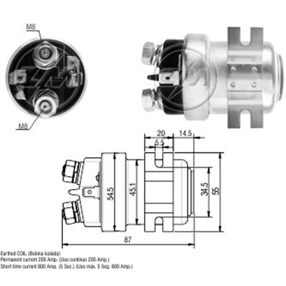 MARS OTOMATIGI 12V 200 AMPER UNIVERSAL TIP ARA OTOMATIK (SUN-0403)