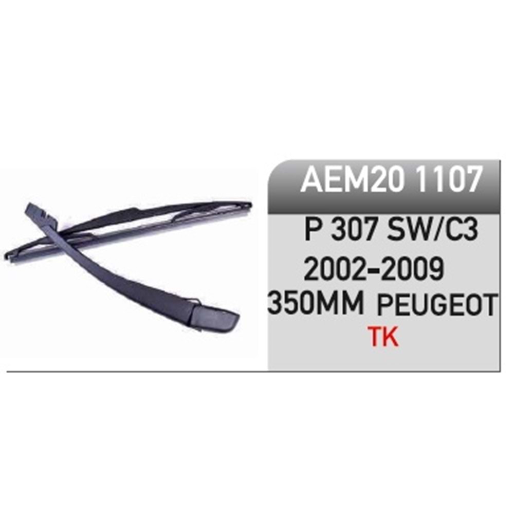 ARKA SÜPÜRGE KOMPLE 307 SW C3 02-09 350 MM