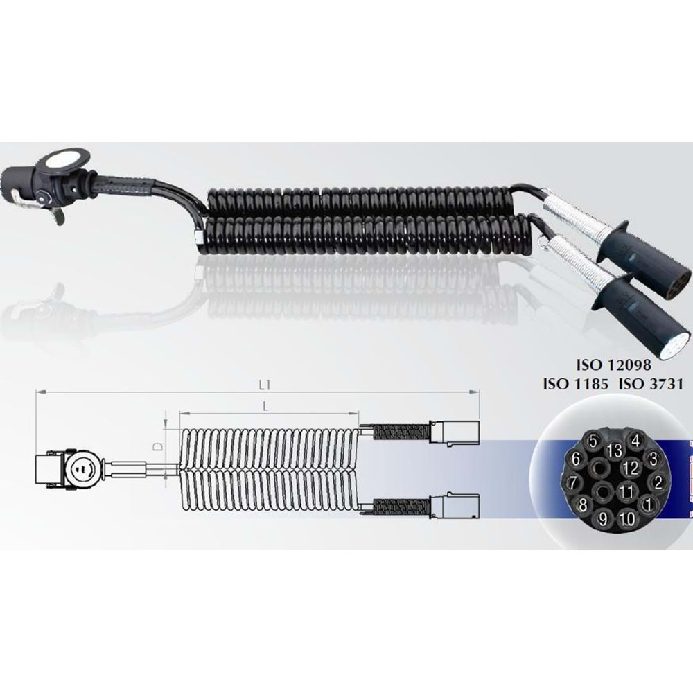 ADAPTOR CIFTLI KABLO PLASTIK FISLI CELIK YAY KORUMALI 15 GIRISLI 13 BAGLANTILI FIS 4.00 MT.