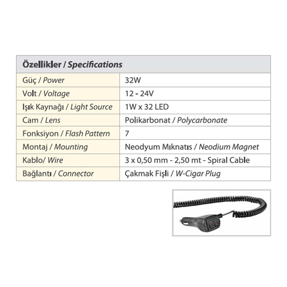 TRAFIK IKAZ LAMBASI LED SARI-MAVI
