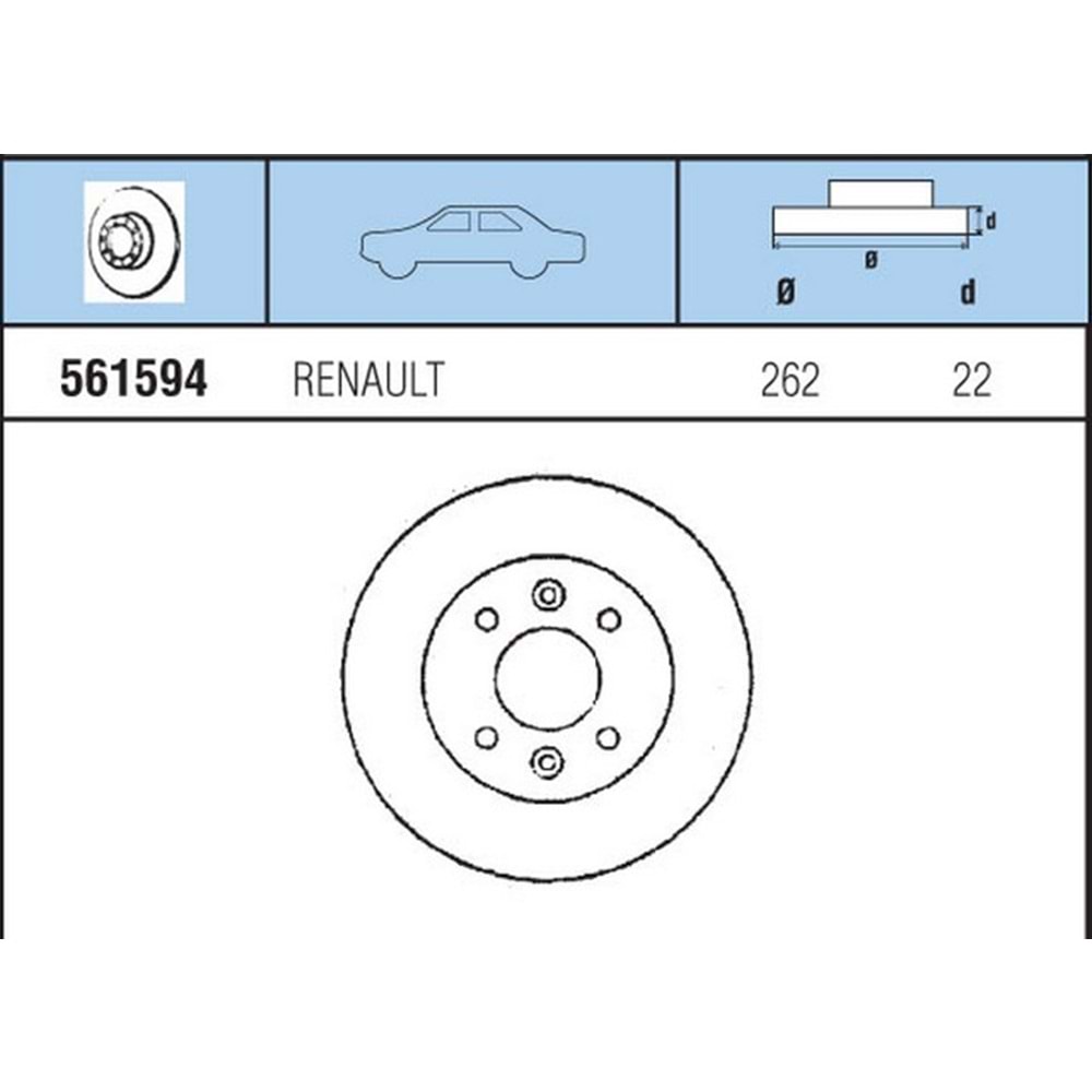 FREN DISKI ON HAVALI Laguna B56 2.0, 2.2TD 94- , Safrane B54 2.0I, 2.2I, 2,5TD 92-