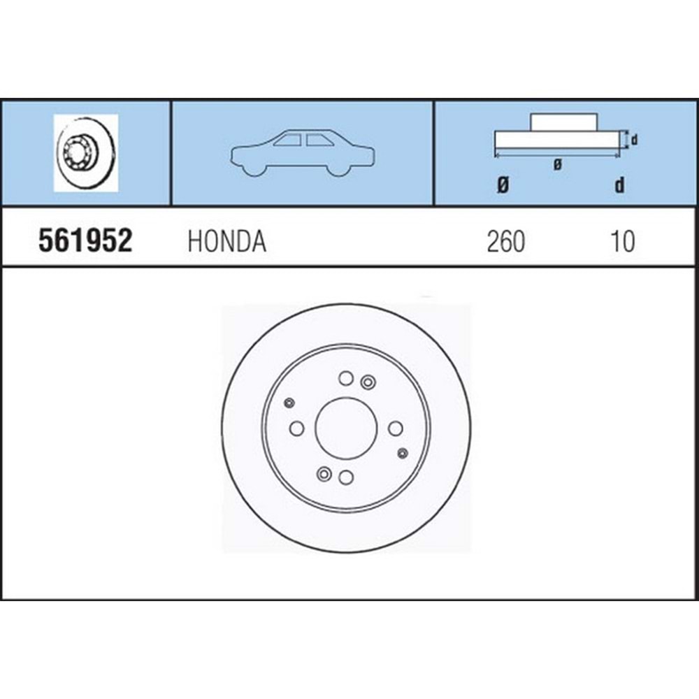 FREN DISKI ARKA Accord 2.0, 2.2I 89-93