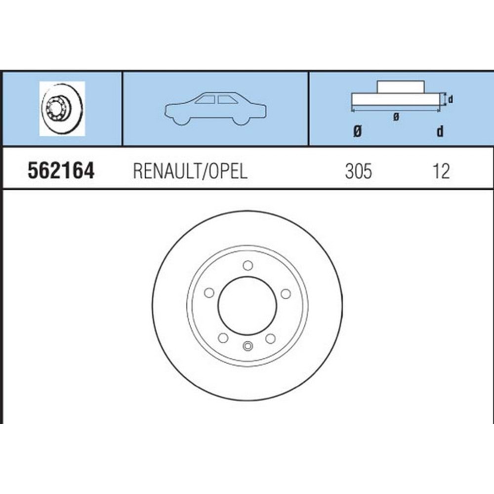 FREN DISKI ARKA OPEL MOVANO 2.2DTI,2,5DTI,2.8DTI 00> 16 INC