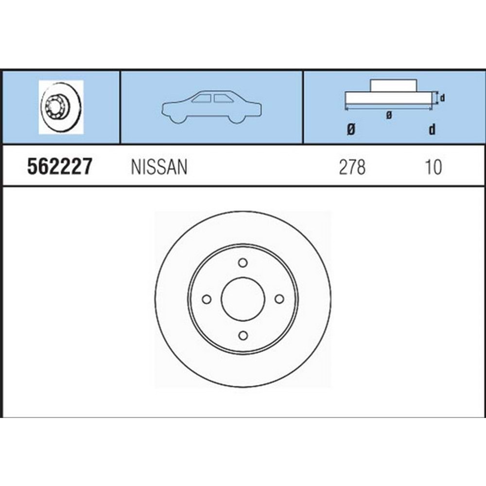 FREN DISKI ARKA NISSAN PRIMERA P11 2.0 16V 2.0TD 1,6 16V 96>01 PRIMERA WP11 2,0