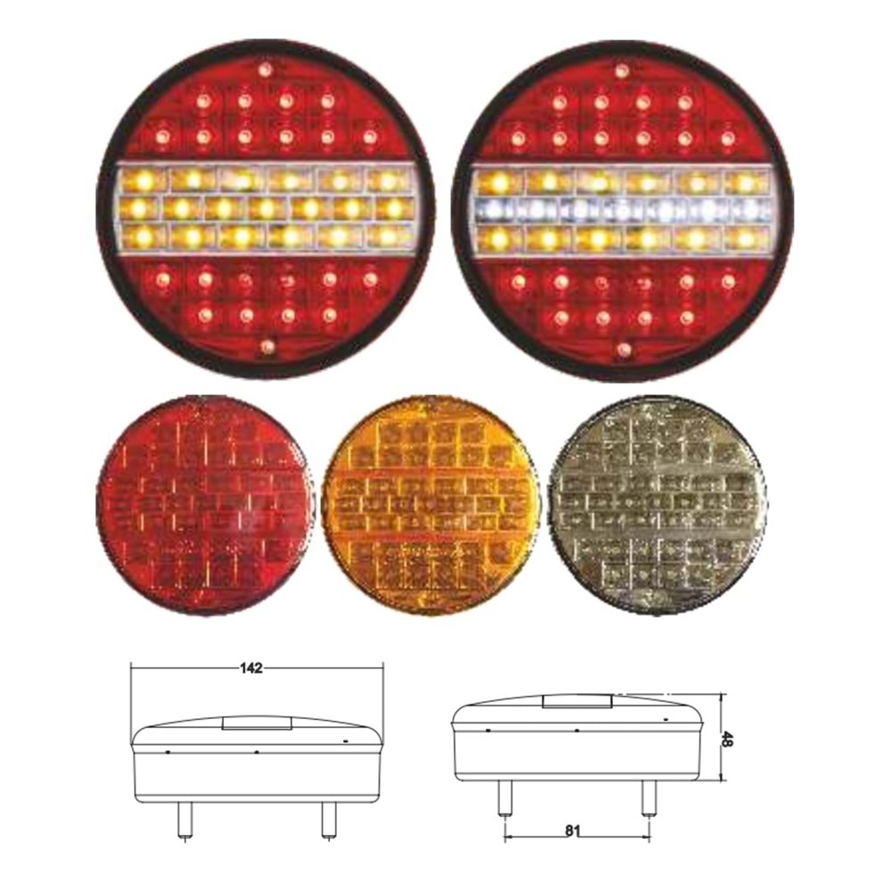HAMBURGER TİPİ UNIVERSAL DORSE STOP LAMBA LEDLİ 24V