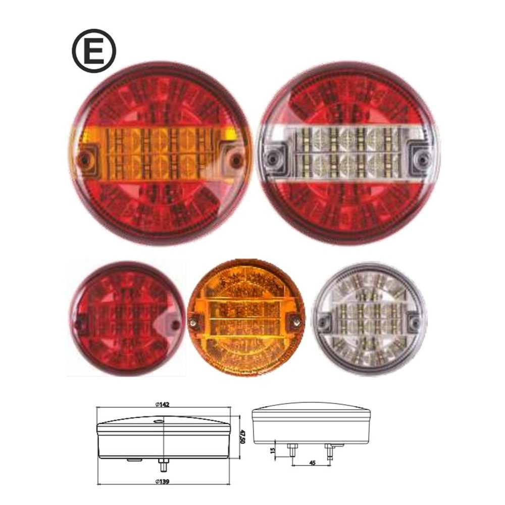 LED HAMBURGER STOP LAMBASI SARI - KIRMIZI - BEYAZ 4 FONKSİYONLU 24V