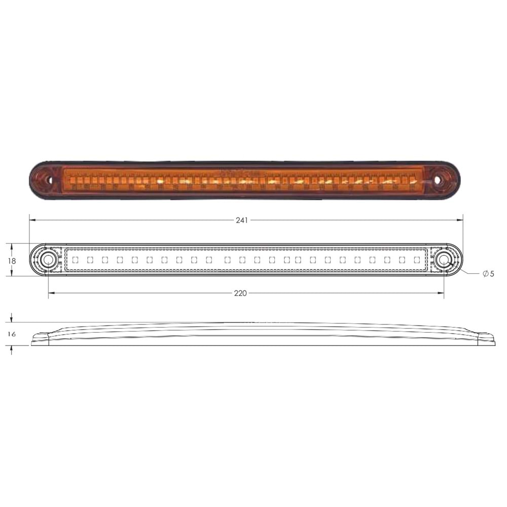 LED SİNYAL LAMBASI DÜZ SİNYALLİ 24CM 24V