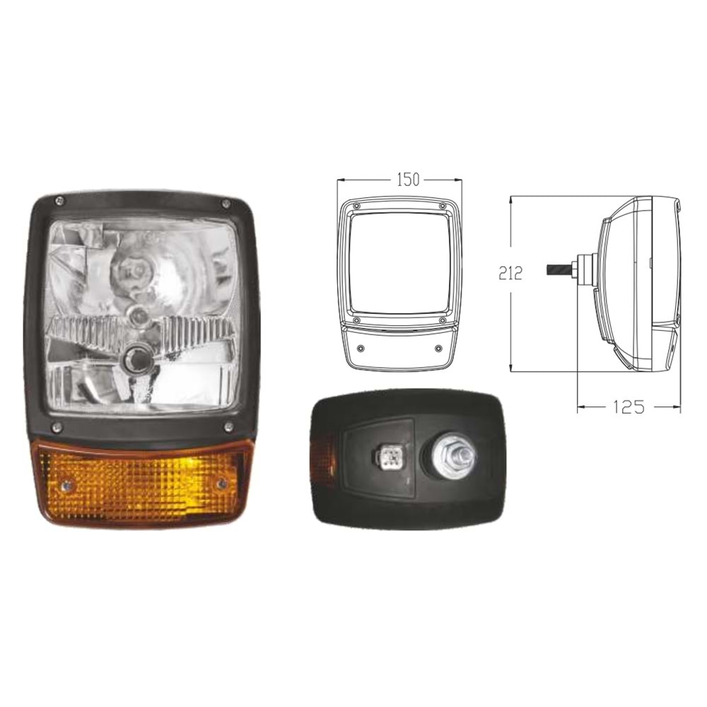 İŞ MAKİNASI ÖN FAR KABLOLU AMPULLÜ 24V