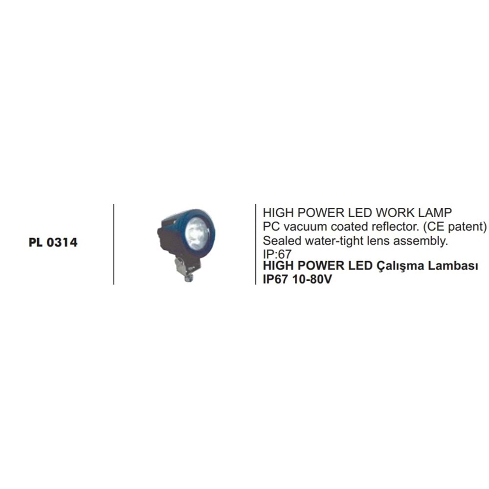 HIGH POWER LED CALISMA LAMBASI IP67 10 80V