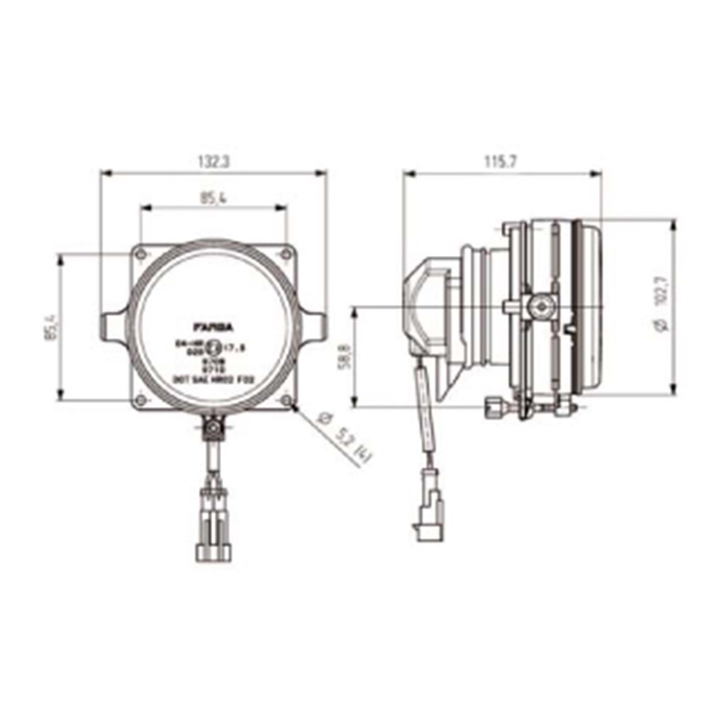 FAR SPOT KABLOLU CIZGILI CAMLI CADFACE 24V OTOKAR TEMSA